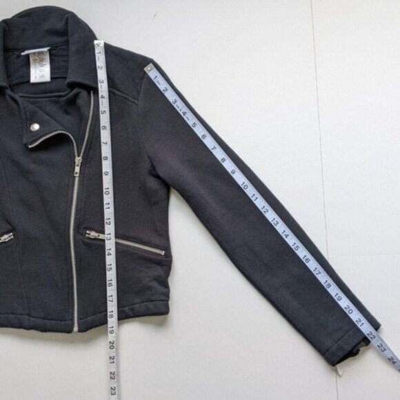 Disney Parks Black Moto Zip Sweatshirt Jacket XS FLAWS Mickey Mouse Distressed - Picture 4 of 13